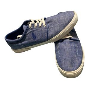 Ralph Lauren Blue Cream Sneakers Casual Comfort(Faxon low)